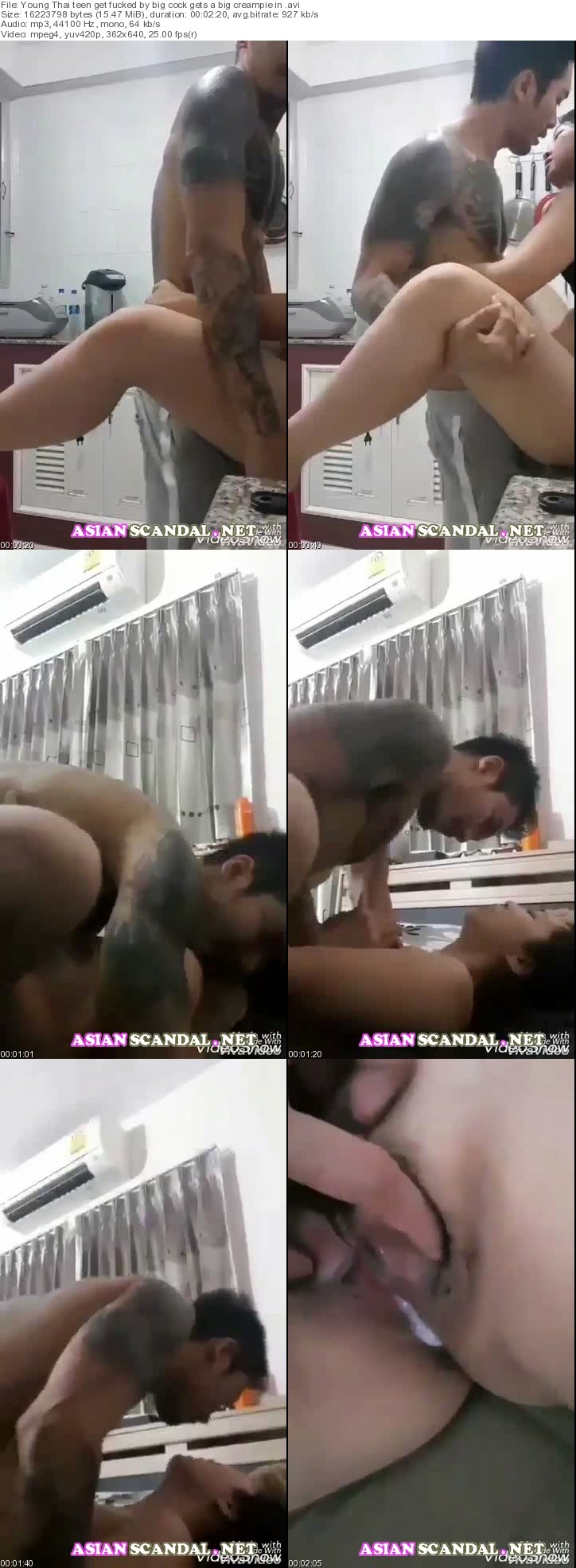 Thai teen get fucked by big cock gets a big creampie in
