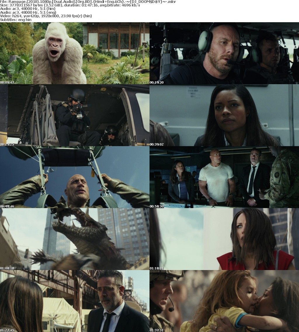 Rampage (2018) 1080p BDRip Dual Audio Org [Hindi+Eng] 6Ch-DOOMSDAY