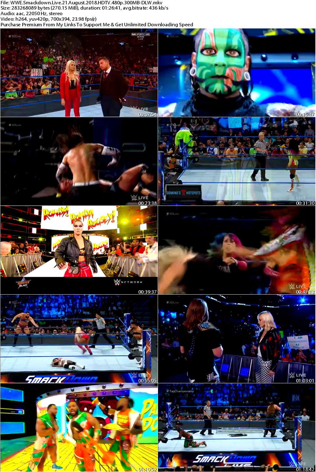 WWE Smackdown Live 21 August 2018 HDTV 480p 300MB-DLW