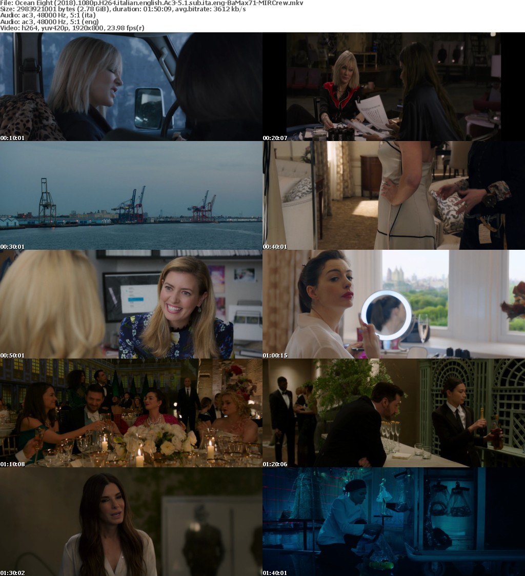 Ocean's Eight (2018) 1080p BluRay H264 [Italian+English] Ac3 5.1-MIRCrew