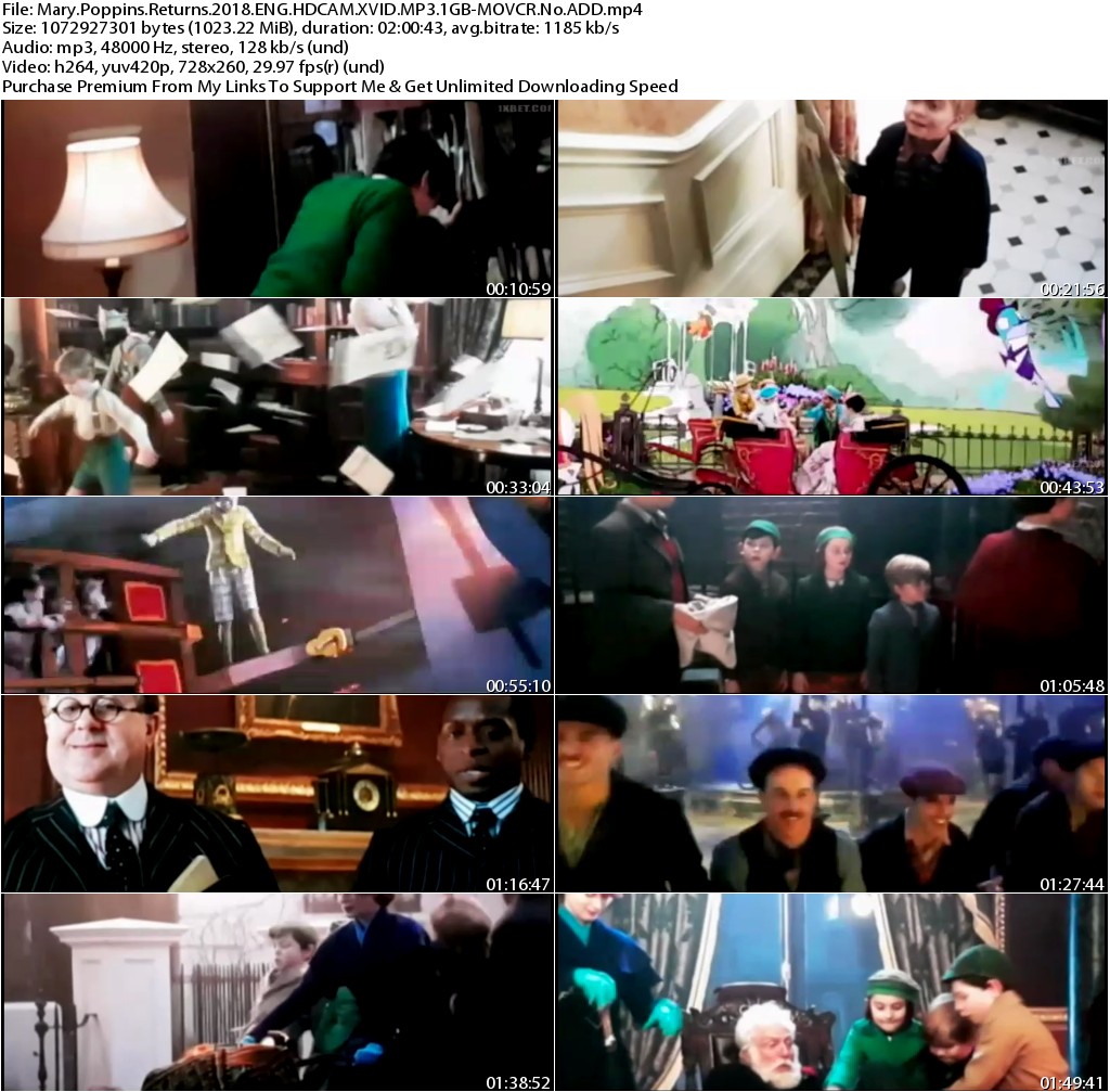 Mary Poppins Returns (2018) ENG HDCAM XVID -MP3 - 1GB MOVCR ( No ADD)