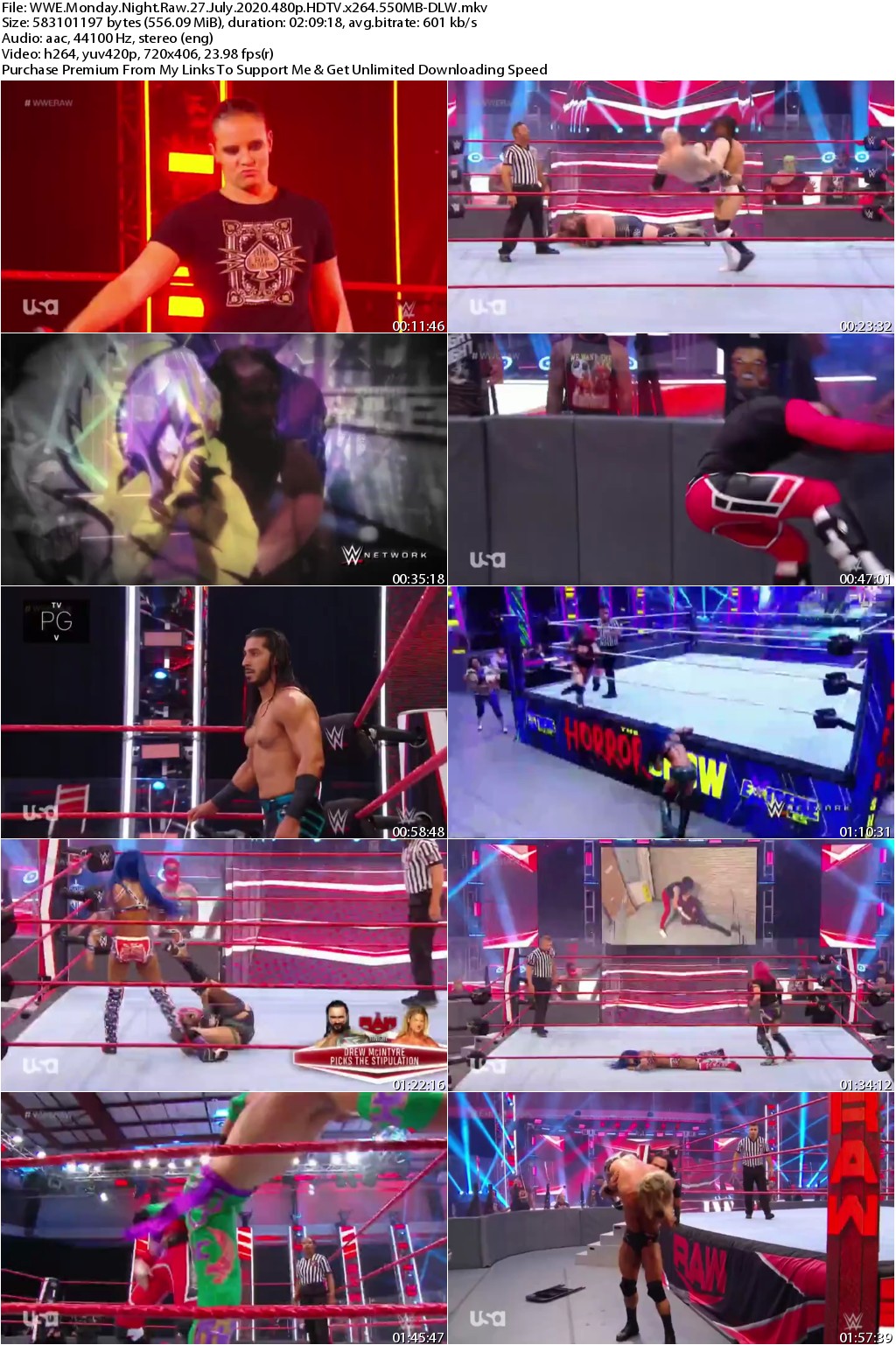 WWE Monday Night Raw 27 July 2020 480p HDTV x264 550MB-DLW