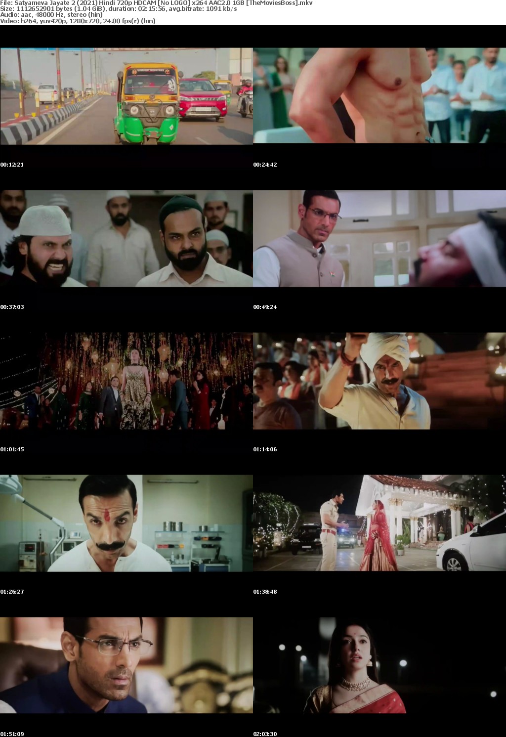 Satyameva Jayate 2 (2021) Hindi 720p HDCAM No LOGO x264 AAC2 0 1GB TheMoviesBoss