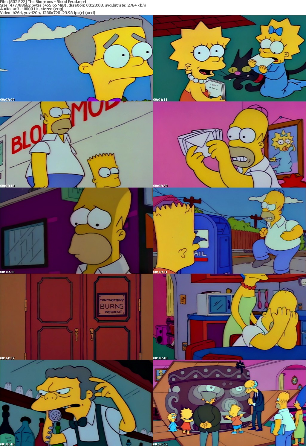 The Simpsons S2 E22 Blood Feud MP4 720p H264 WEBRip EzzRips