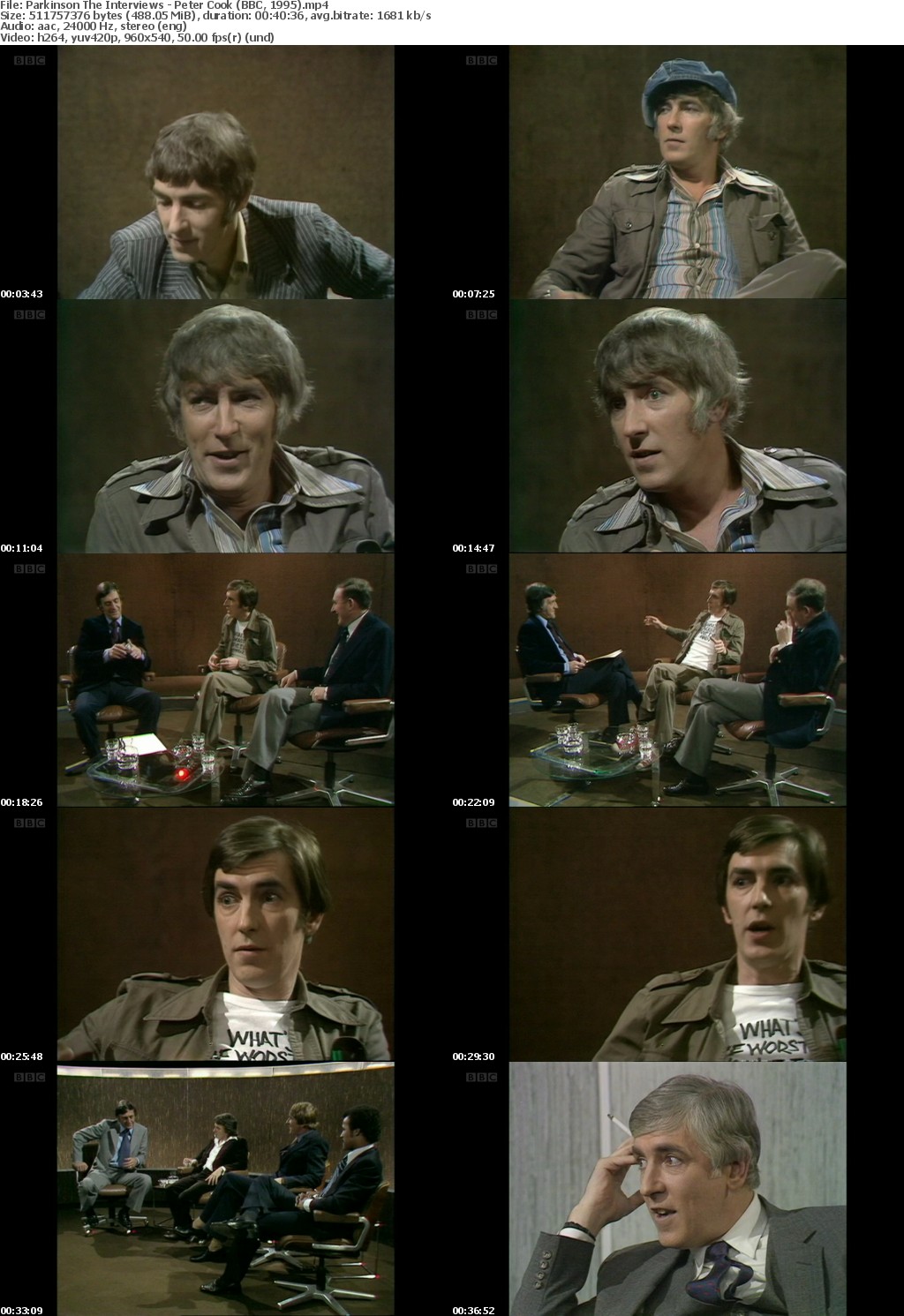 Parkinson The Interviews - Peter Cook (BBC, 1995) (960*540p, soft Eng subs)