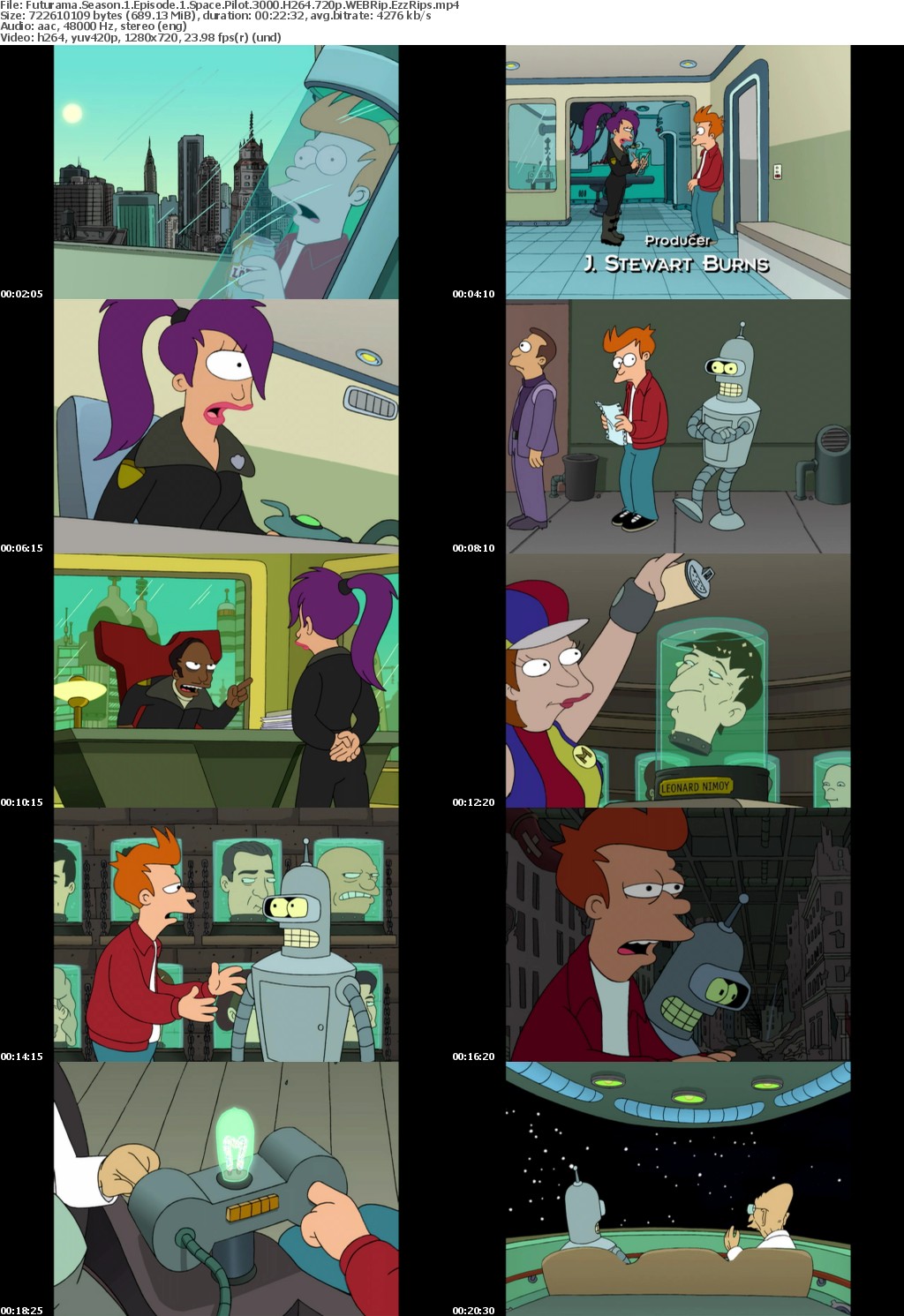 Futurama Season 1 Episode 1 Space Pilot 3000 H264 720p WEBRip EzzRips