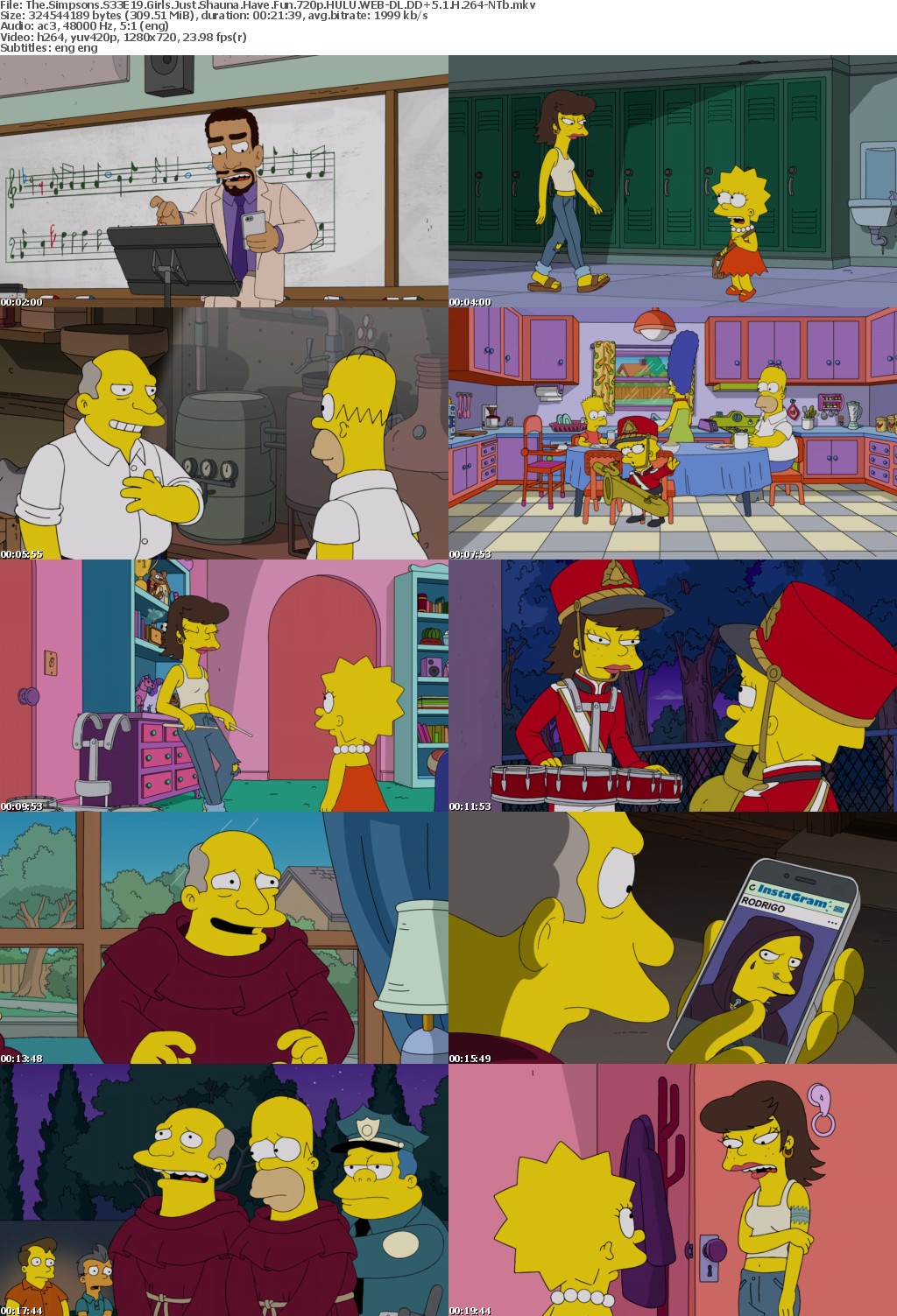 The Simpsons S33E19 Girls Just Shauna Have Fun 720p HULU WEBRip DDP5 1 x264-NTb